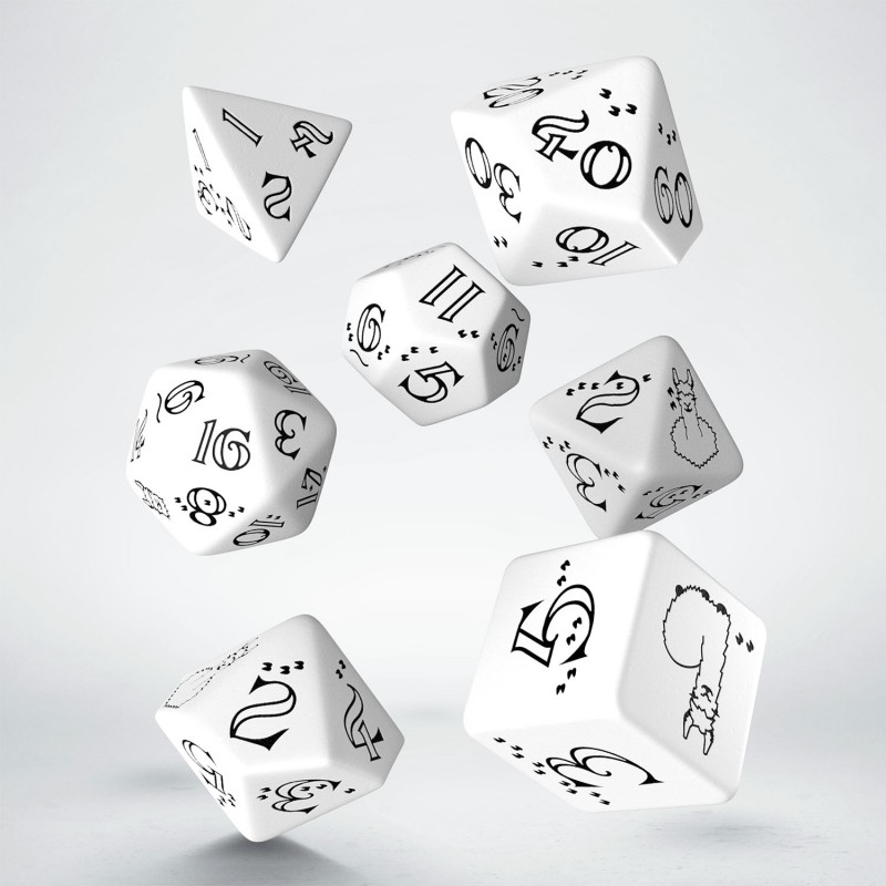 Kocka Set (7) Q Workshop - Bright Llama Dice Set (White & black)