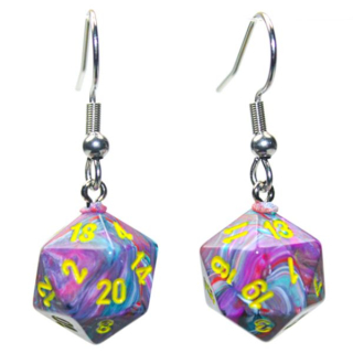 Náušnice - Hook Earrings Mini D20 Festive Mosaic