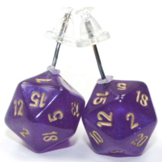 Náušnice - Stud Earrings Mini D20 Borealis Royal Purple