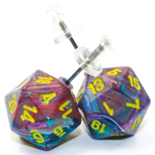 Náušnice - Stud Earrings Mini D20 Festive Mosaic