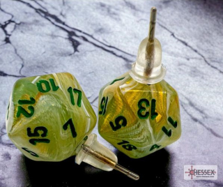 Náušnice - Stud Earrings Mini D20 Marble Green