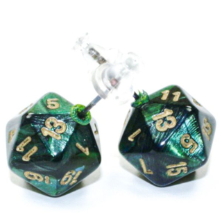 Náušnice - Stud Earrings Mini D20 Scarab Jade