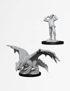 Dungeons & Dragons Nolzur's Marvelous Miniatures - Green Dragon Wyrmling & Afflicted Elf 2-pack, 4 cm