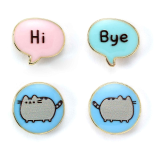 Náušnice - Pusheen Stud Earrings 2-pack "Hi , Bye"